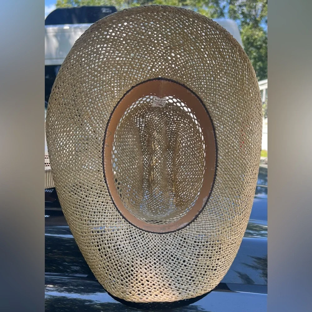 🤠 Moks Man Straw Cowboy / Cowgirl Hat With Decorative Leather Strap🤠 - Picture 7 of 12